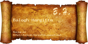 Balogh Hargitta névjegykártya